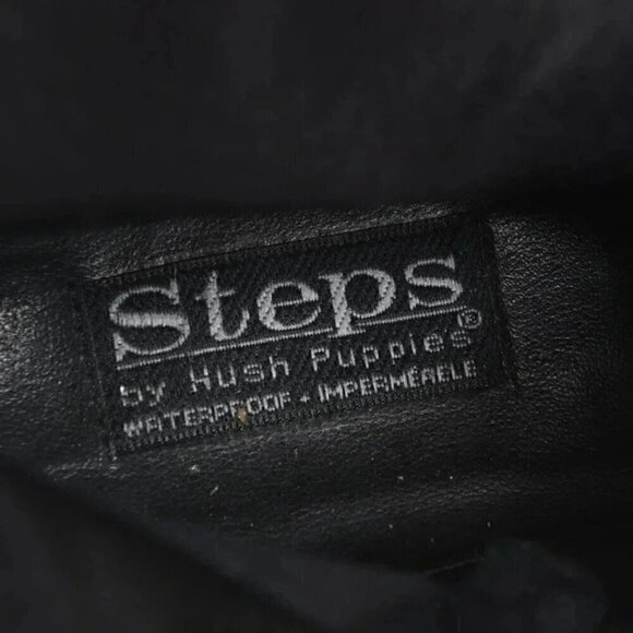 Vintage Hush Puppies Leather Suede Wedge Winter Boots Tall Black Size 9 - Picture 12 of 12